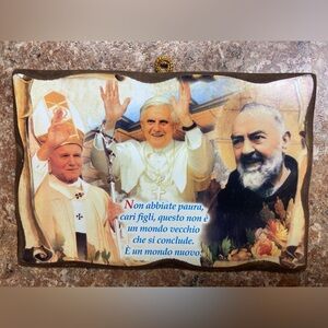 POPE WALL PLAQUE OF THREE POPES 6” x 4” PLAQUE